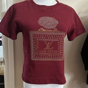 LV Burgundy Short Sleeve Tee